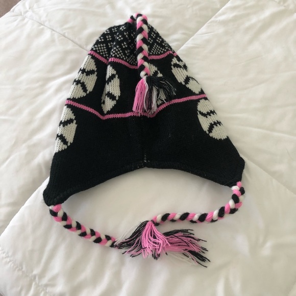 Softball Winter Hat, Black and Pink - Picture 2 of 4